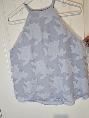 Alice Blue Floral Burnout Halter Top - Periwinkle Blue - Size M